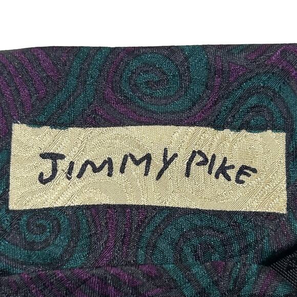 Jimmy Pike Purple and Green Abstract Tie - Picture 5 of 7